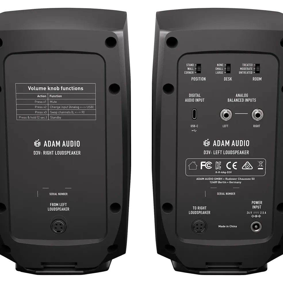 ADAM Audio D3V 3" Active Studio Monitors, Black (Pair)