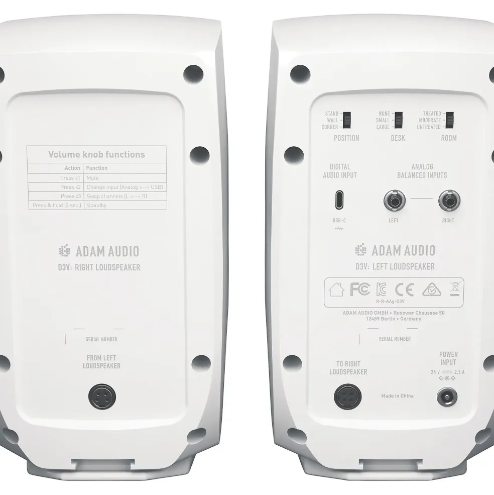 ADAM Audio D3V 3" Active Studio Monitors (Pair) White
