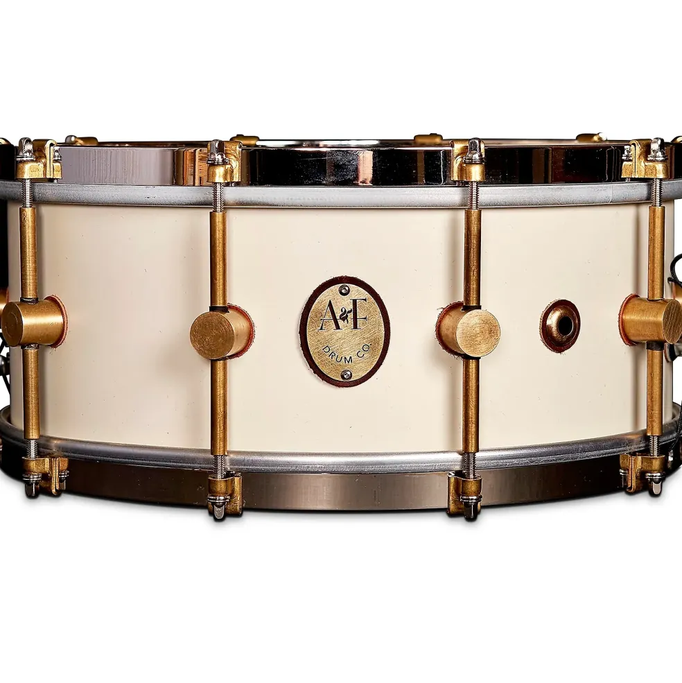 A&F Drum Co 1901 Limited Edition 14 x 6.5 in. Antique White Steam Bent Maple Snare