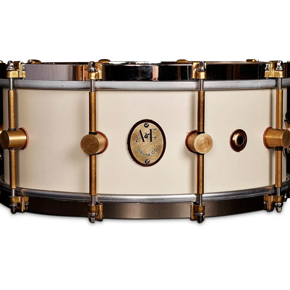 A&F Drum Co 1901 Limited Edition 14 x 6.5 in. Antique White Steam Bent Maple Snare