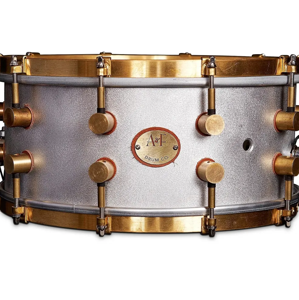 A&F Drum Co A&F'ers 14 x 4 in. Aluminum Snare with Untreaded Brass Hardware (Bell Series Snares)