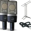 AKG C214 Large-Diaphragm Condenser Mic Cable and Stand Drum Overhead Package
