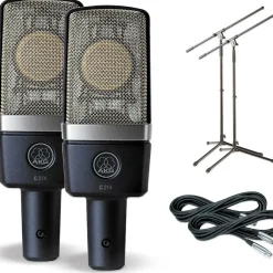 AKG C214 Large-Diaphragm Condenser Mic Cable and Stand Drum Overhead Package