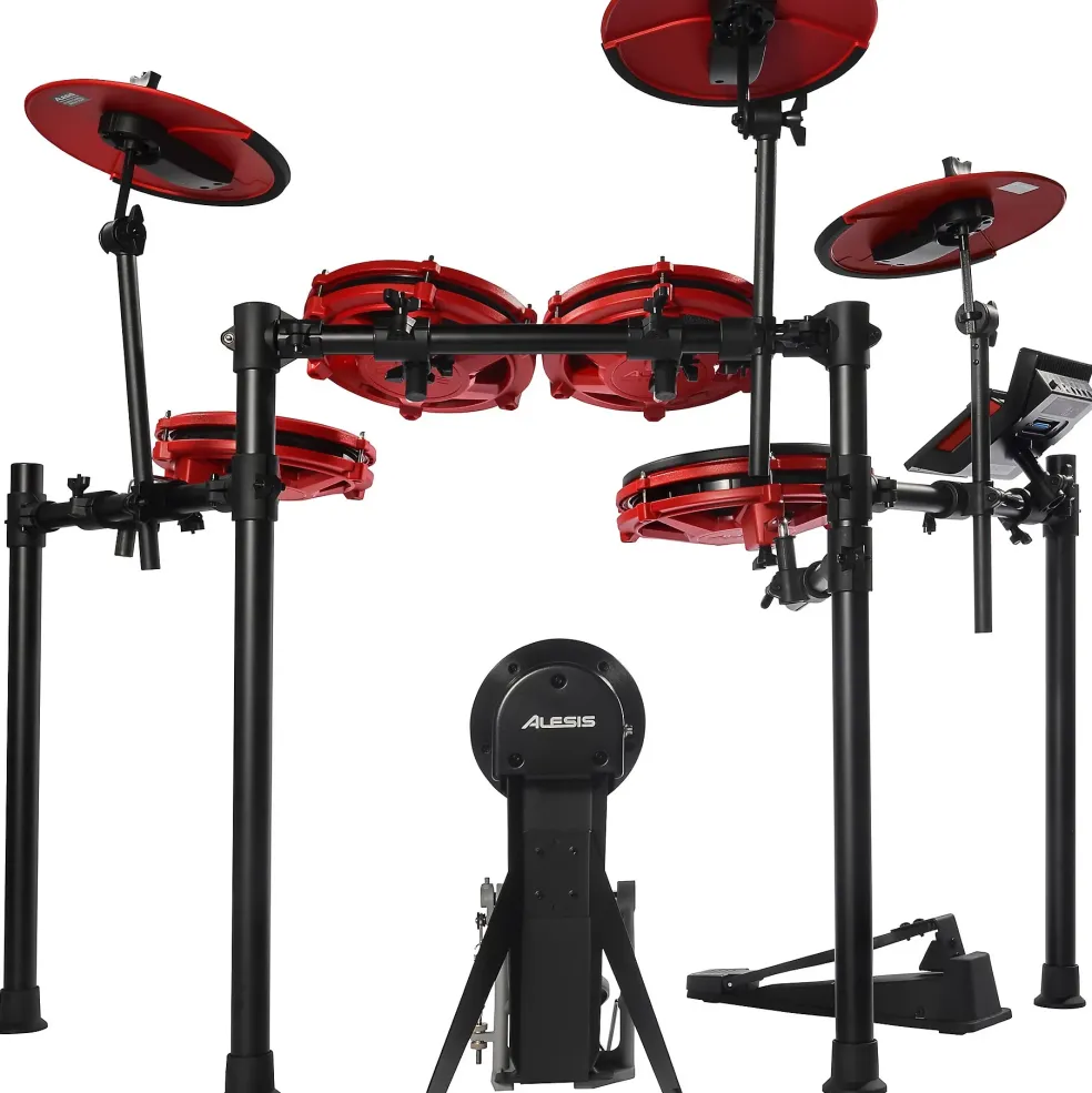 Alesis Nitro Max 8-Piece Electronic Drum Set With Bluetooth and BFD Sounds Red