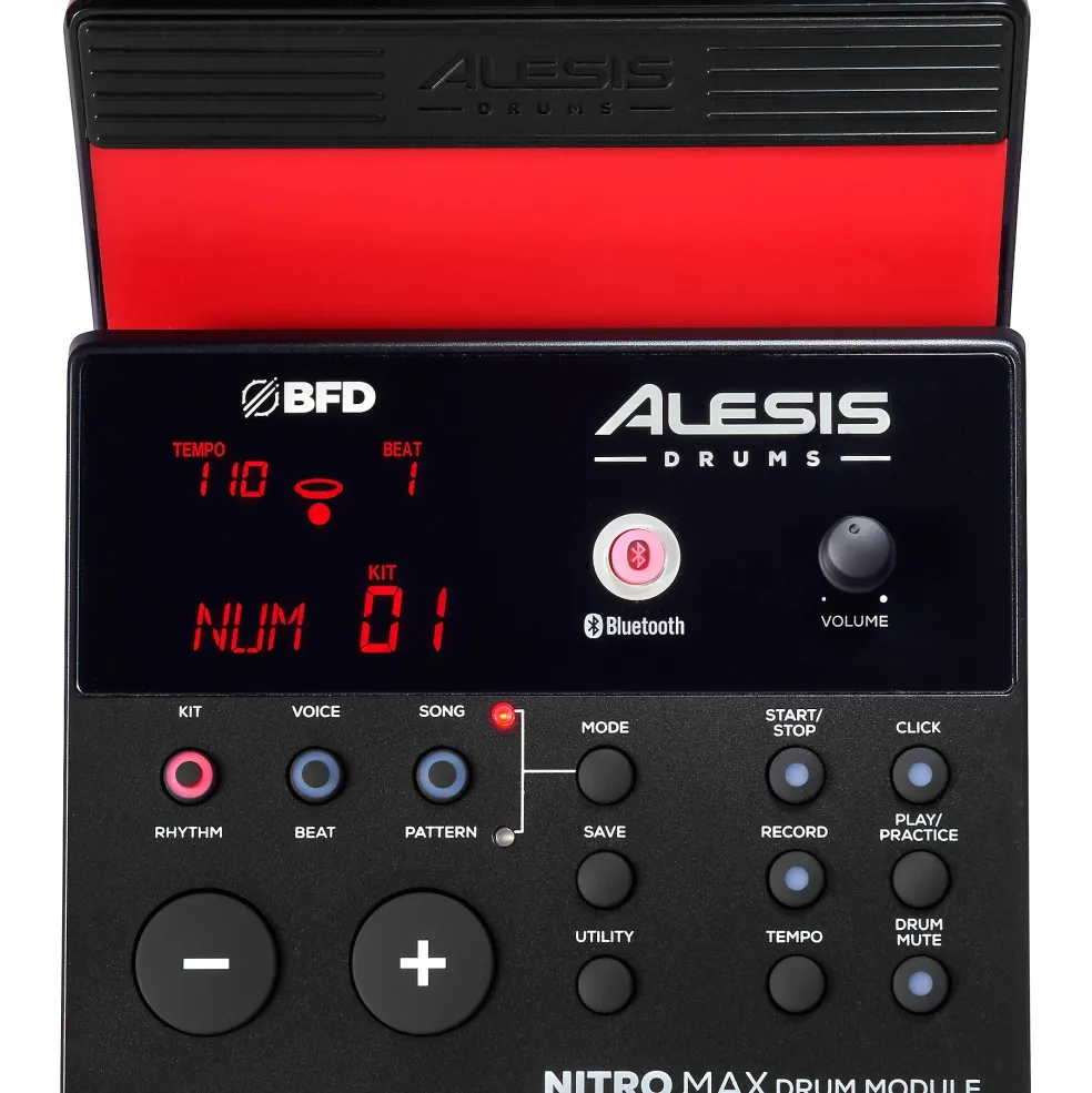 Alesis Nitro Max 8-Piece Electronic Drum Set With Bluetooth, BFD Sounds & DA2108 Drum Amp Red