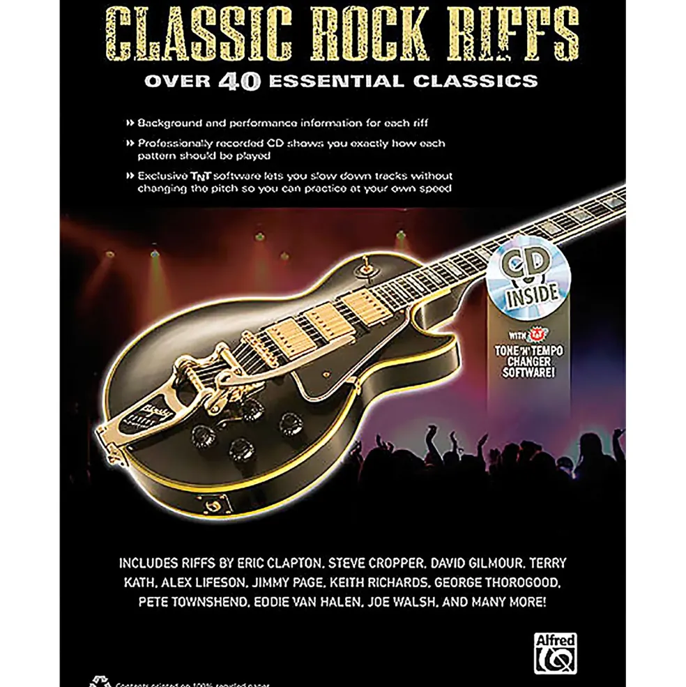 Alfred Classic Rock Riffs Guitar Book & CD
