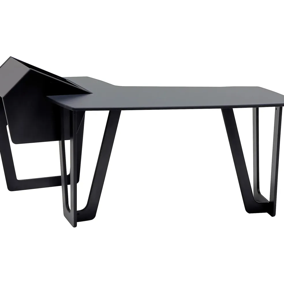 Argosy AIRE Edit Workstation with 8ru Rack on Right, Hautelink Desktop, Black Legs Right