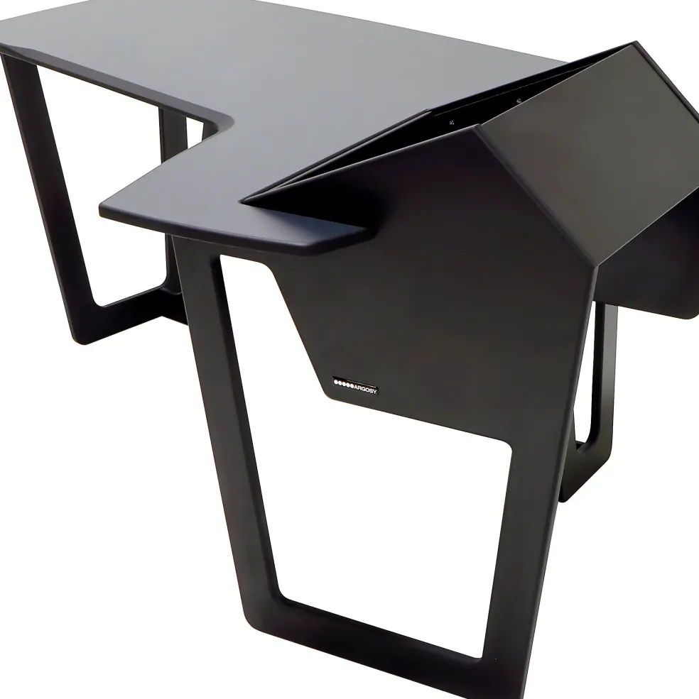 Argosy AIRE Edit Workstation with 8ru Rack on Right, Hautelink Desktop, Black Legs Right