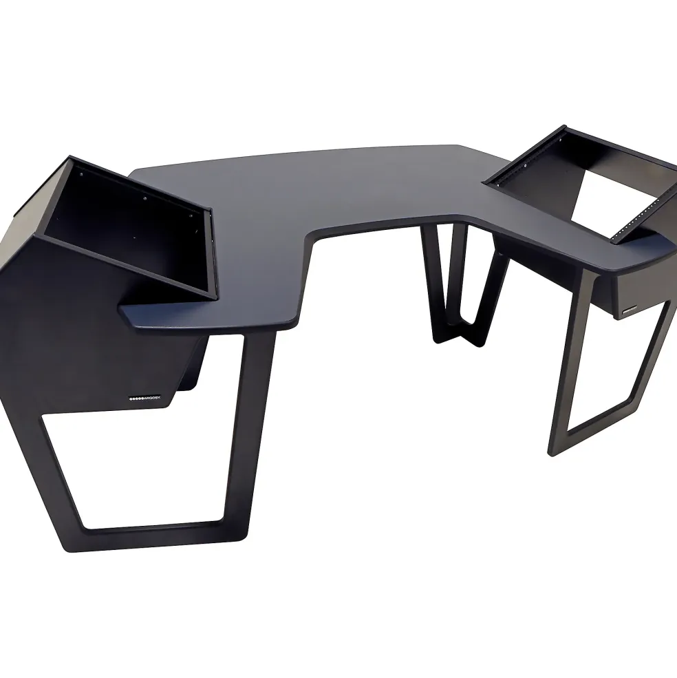 Argosy AIRE Producer Workstation With 8ru Racks on Left & Right, Hautelink Desktop, Black Legs