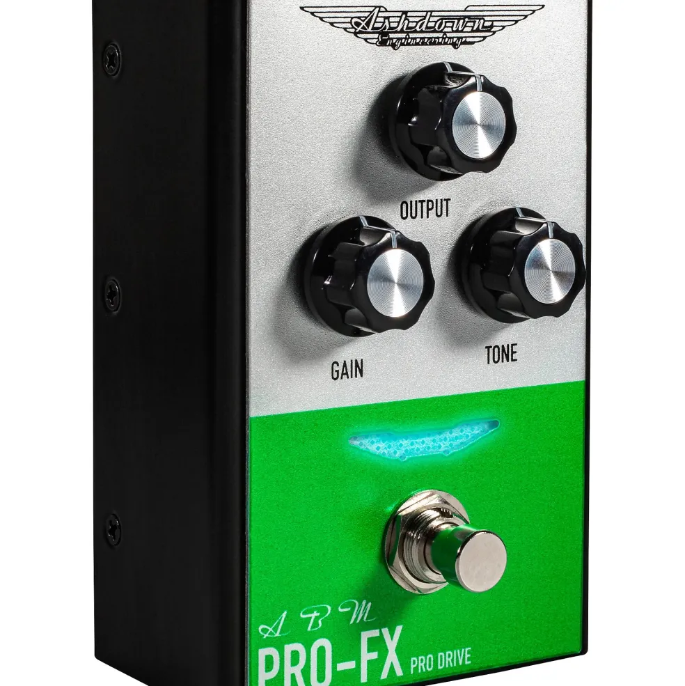 Ashdown Compact Pro Drive Bass Distortion Effects Pedal Silver and Green