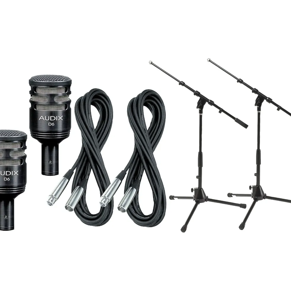 Audix D6 Kick Drum Mic with Cable and Stand 2 Pack