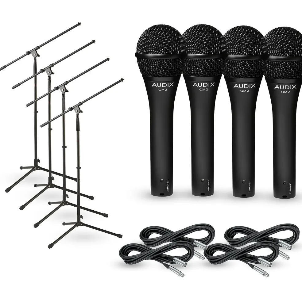 Audix OM-2 Mic With Cable and Stand 4-Pack