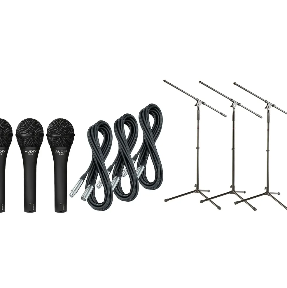 Audix OM-2 Mic With Cable and Stand 3-Pack