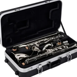 Backun Backun Alpha Low Eb Synthetic Bass Clarinet with Nickel Plated Keys with Lyre Holder, 2-Piece Neck, Compact Hardshell Case Nickel Plated Keys Low Eb