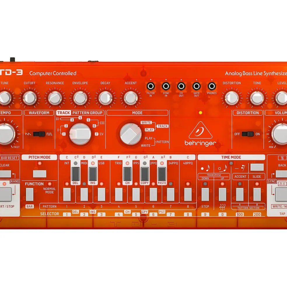 Behringer TD-3-TG Analog Bass Line Synthesizer - Tangerine