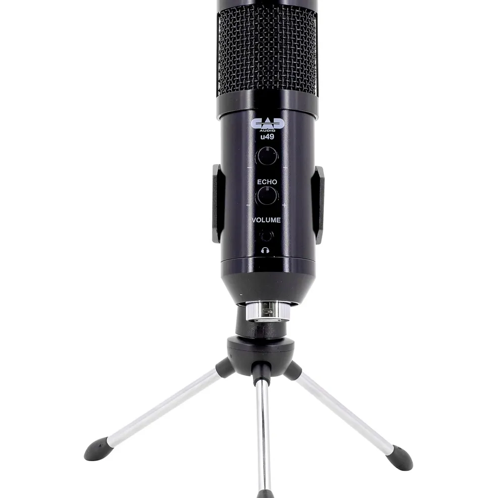 CAD U49 USB Side-Address Studio Microphone With Headphone Monitor and Echo Effects Black