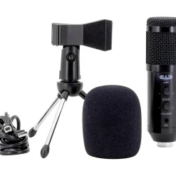 CAD U49 USB Side-Address Studio Microphone With Headphone Monitor and Echo Effects Black