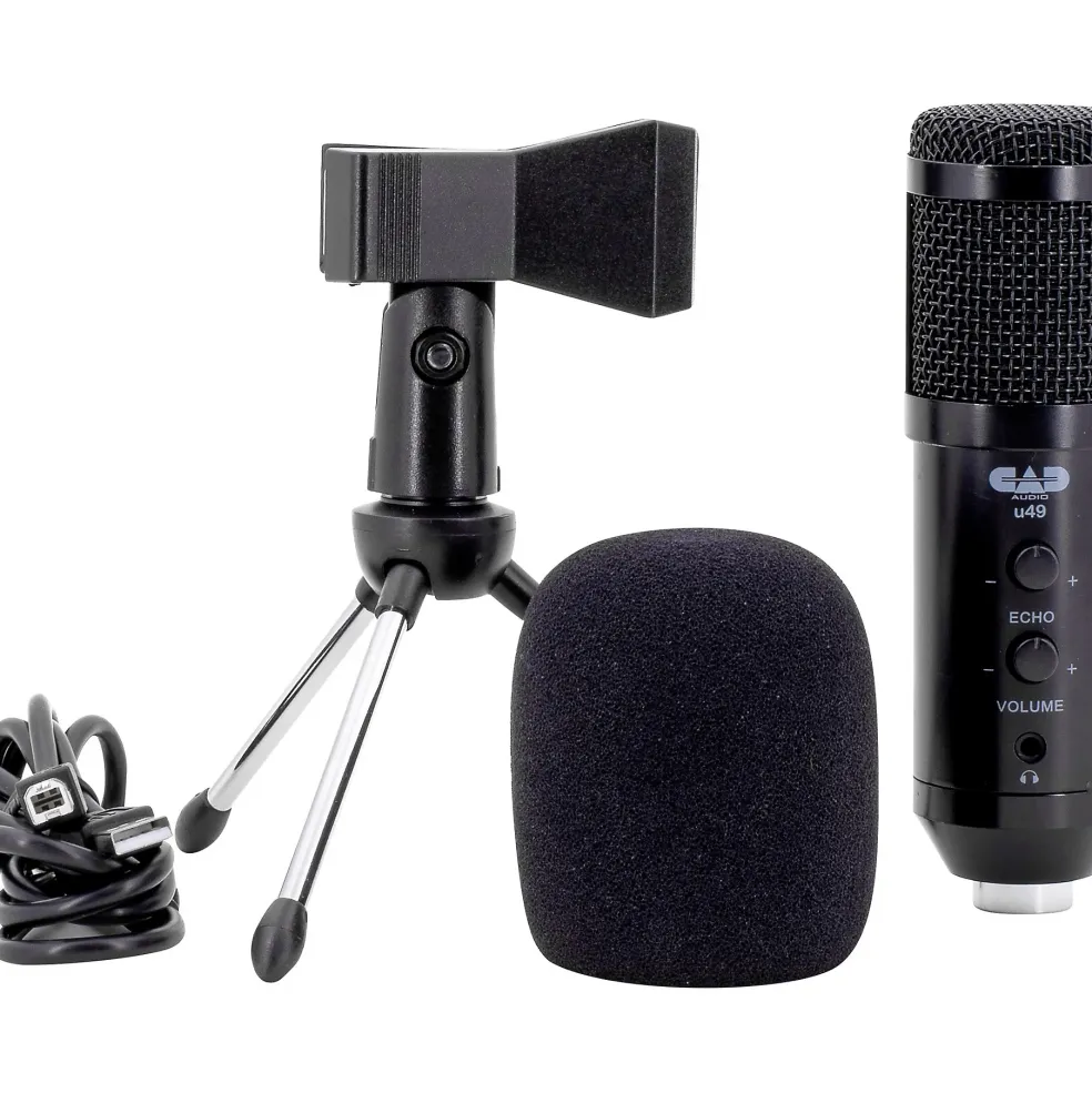 CAD U49 USB Side-Address Studio Microphone With Headphone Monitor and Echo Effects Black