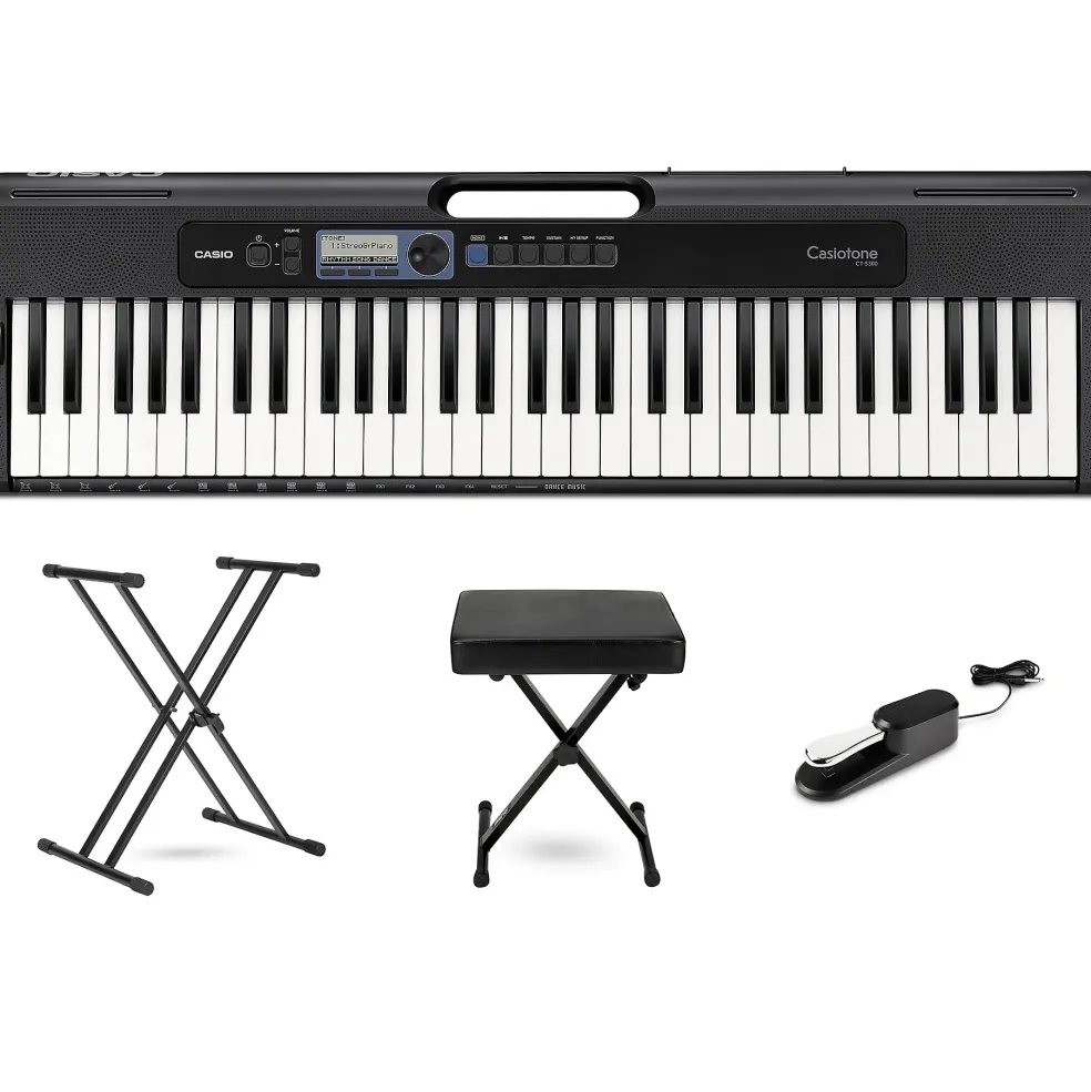 Casio Casiotone CT-S300 61-Key Digital Keyboard Essentials Bundle Blue