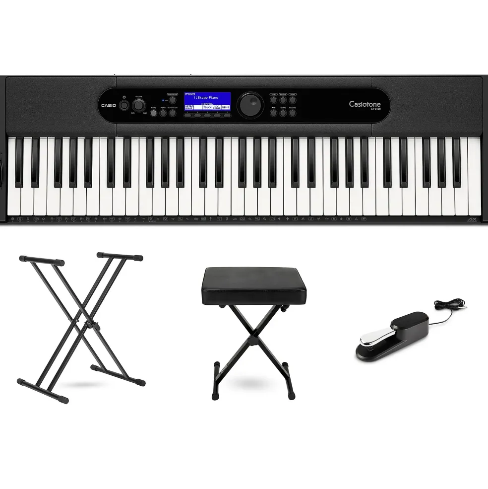 Casio Casiotone CT-S400 61-Key Portable Keyboard Essentials Bundle