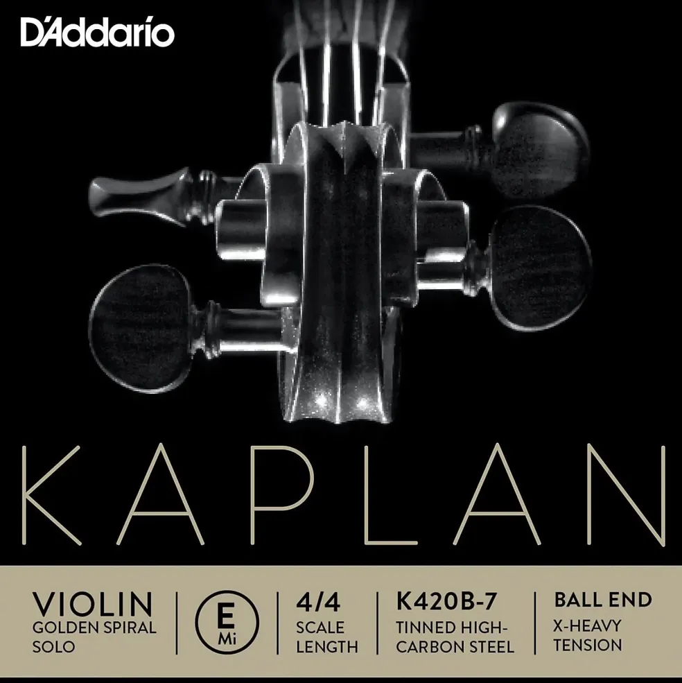 D'Addario Kaplan Golden Spiral Solo Series Violin E String 4/4 Size Solid Steel Extra Heavy Ball End