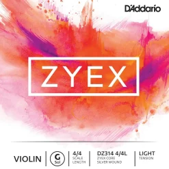 D'Addario Zyex Series Violin G String 4/4 Size Light
