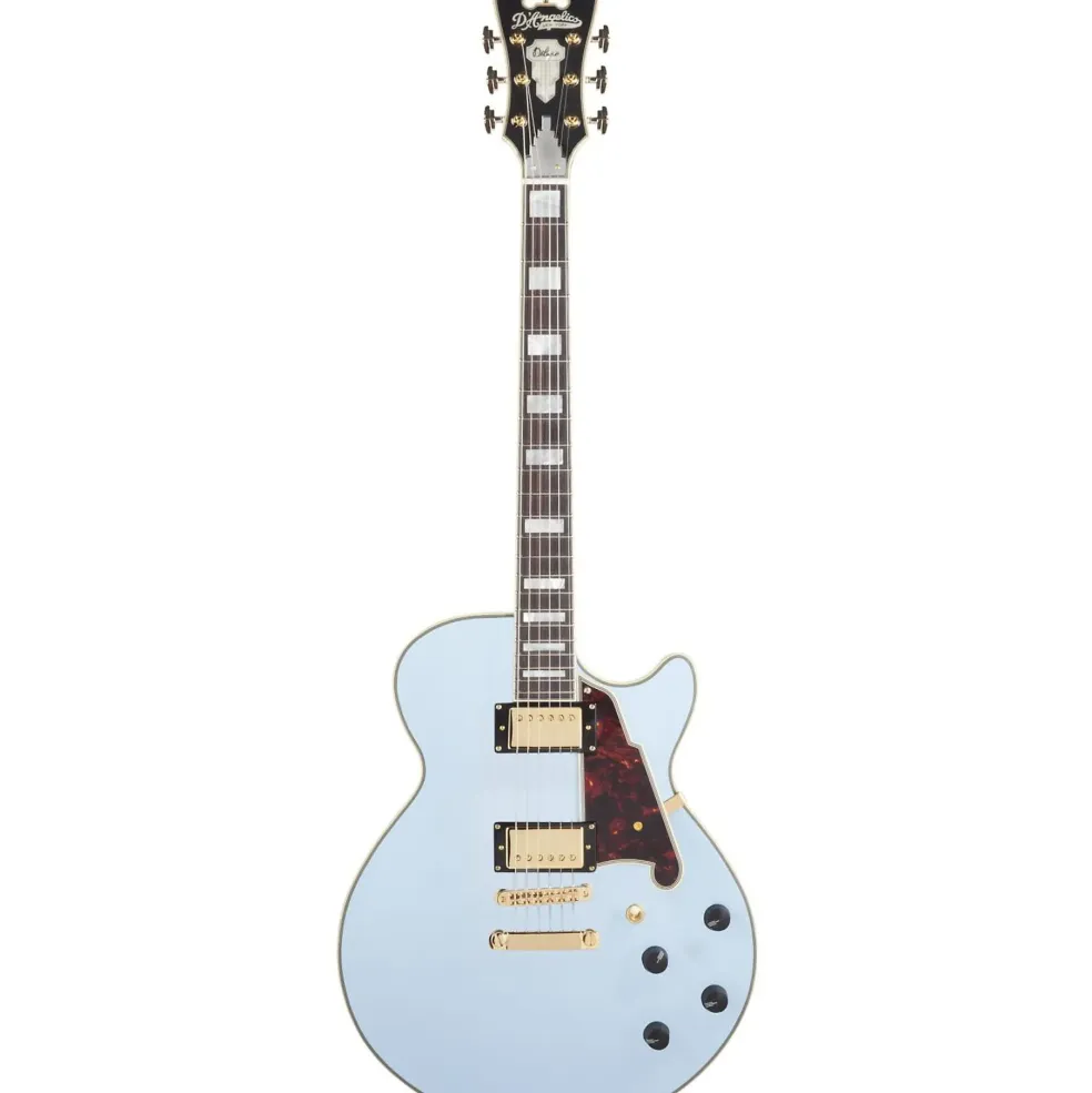 D'Angelico D'Angelico EX-SS Non-F Hole Deluxe Edition Hollowbody Electric Guitar Matte Powder Blue Tortoise Pickguard