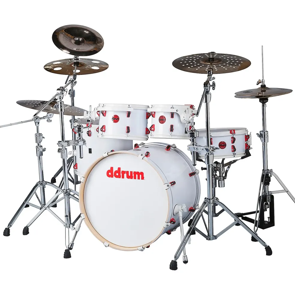 ddrum Hybrid Player 5-Piece Acoustic-Electric Shell Pack White/Red
