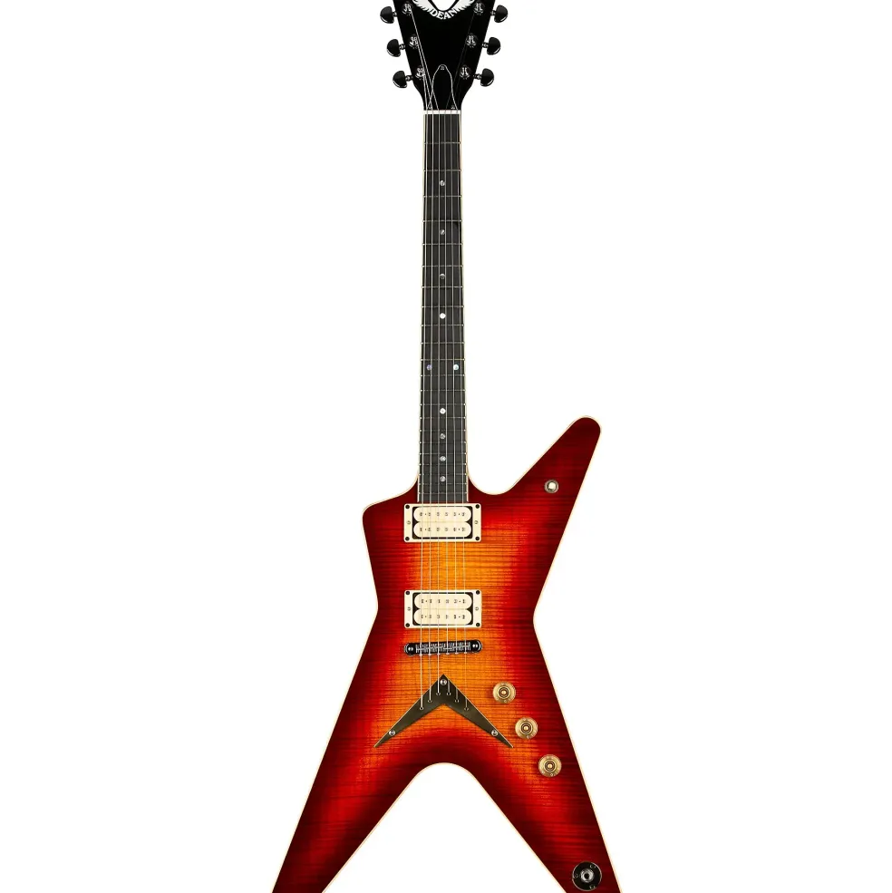 Dean USA Patents Pending ML Flame Top Electric Guitar Trans Cherry Sunburst
