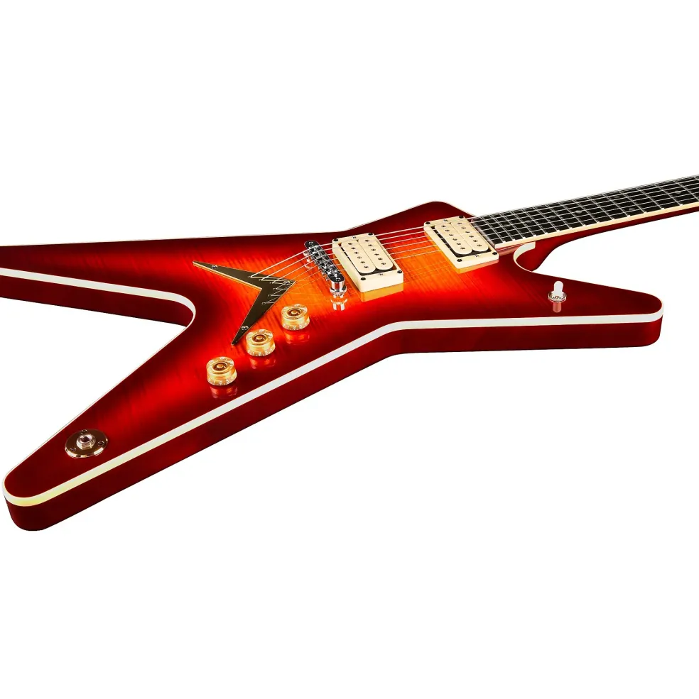 Dean USA Patents Pending ML Flame Top Electric Guitar Trans Cherry Sunburst