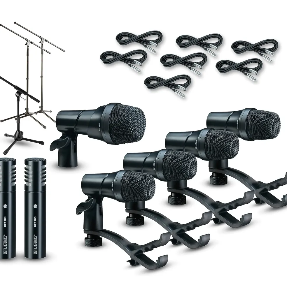 Digital Reference DRDK7 7-Piece Drum Mic Kit Cable and Stand Package