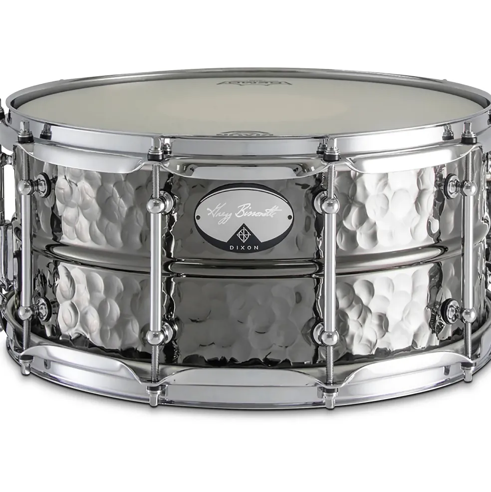 Dixon Artisan Bissonette Signature Black Nickel-Plated Hammered Brass Snare Drum 14 x 6.5 in.