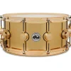 DW Collector's Series Polished Brass Snare with Gold Hardware 14 x 6.5 in.