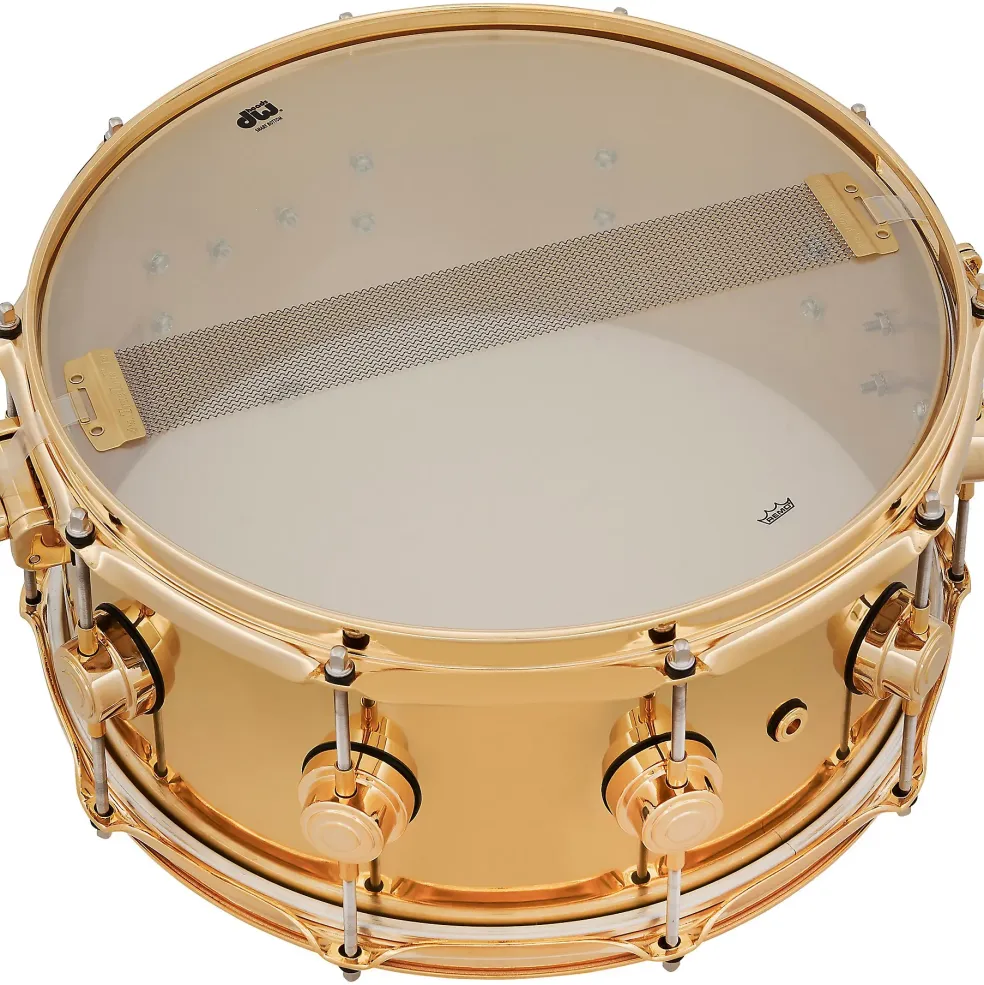 DW Collector's Series Polished Brass Snare with Gold Hardware 14 x 6.5 in.