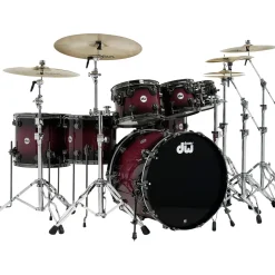 DW Collector's Series Purpleheart 7-Piece Lacquer Specialty Shell Pack Natural to Black Burst With Black Nickel Hardware