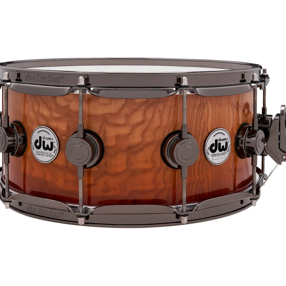 DW Collectors Series SSC Maple Exotic Snare Drum with Black Nickel Hardware 14 x 6 in. Burnt Toast Fade Over Tamo Ash