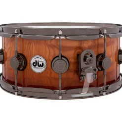 DW Collectors Series SSC Maple Exotic Snare Drum with Black Nickel Hardware 14 x 6 in. Burnt Toast Fade Over Tamo Ash