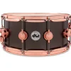 DW Collector's Series 14x6.5" Satin Black Over Brass Snare Drum With Copper Hardware 14 x 6.5 in. Satin Black Over Brass w/Copper Hardware