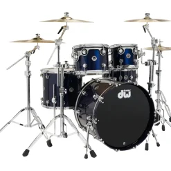 DW DWe Wireless Acoustic-Electronic Convertible 5-Piece Drum Set Bundle With 22" Bass Drum, Cymbals and Hardware Lacquer Custom Specialty Midnight Blue Metallic