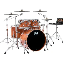 DW DWe Wireless Acoustic-Electronic Convertible 4-Piece Drum Set Bundle With 20" Bass Drum, Cymbals and Hardware Lacquer Custom Specialty Midnight Blue Metallic