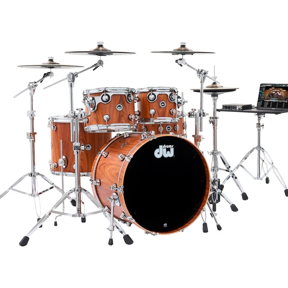 DW DWe Wireless Acoustic-Electronic Convertible 4-Piece Drum Set Bundle With 20" Bass Drum, Cymbals and Hardware Lacquer Custom Specialty Midnight Blue Metallic
