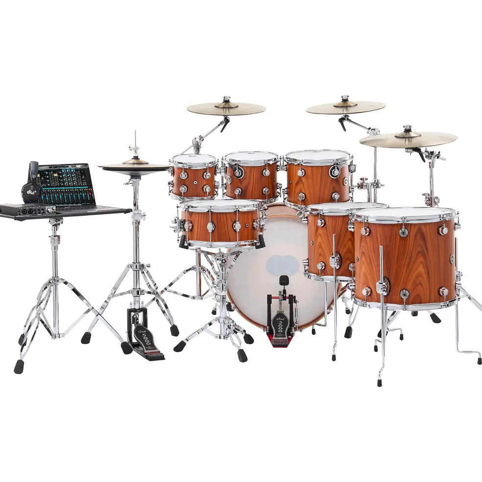 DW DWe Wireless Acoustic-Electronic Convertible 5-Piece Drum Set Bundle With 22" Bass Drum, Cymbals and Hardware Limited Edition Santos Rosewood Hard Satin Exotic