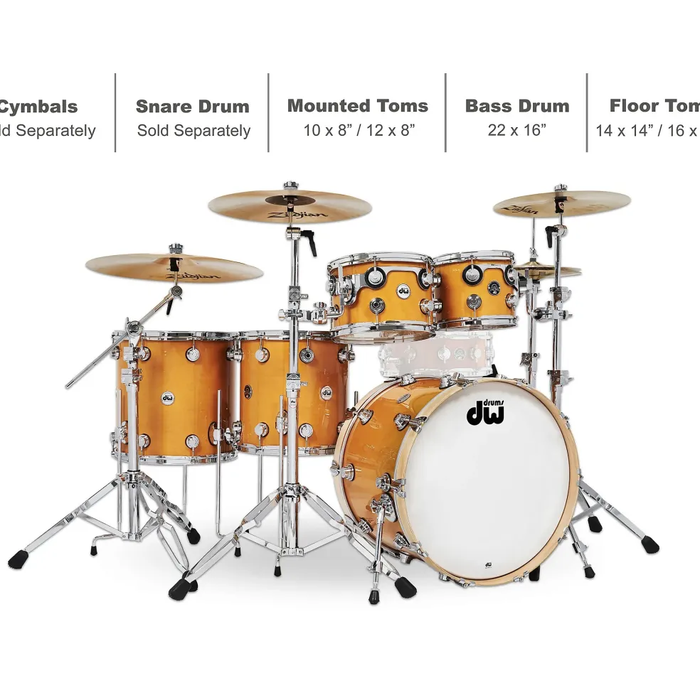 DW 5-Piece Collector's Series Santa Monica Shell Pack With Chrome Hardware Butterscotch