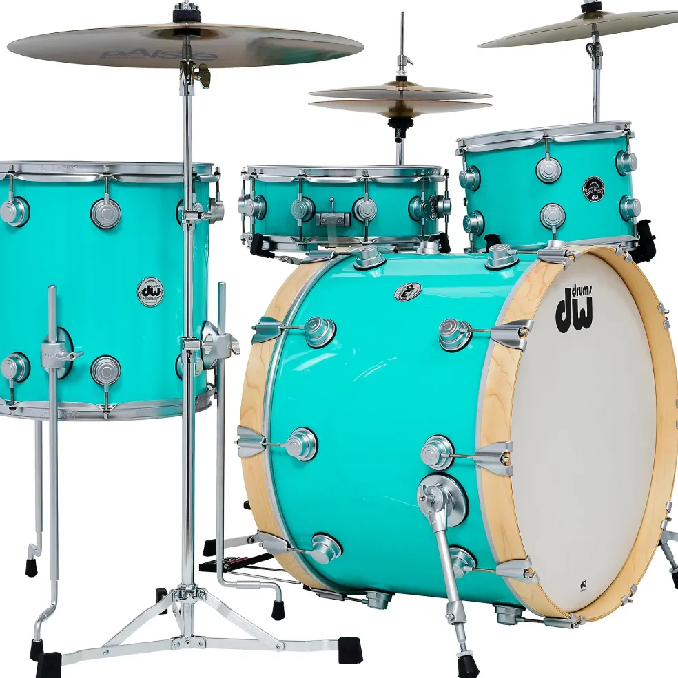 DW 4-Piece Collector's Series Santa Monica Shell Pack With Satin Chrome Hardware Sea Foam Green