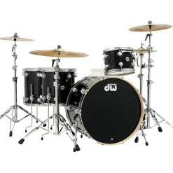 DW SSC Collector's Series 4-Piece FinishPly Shell Pack With 24" Bass Drum With Satin Chrome Hardware Black Ice