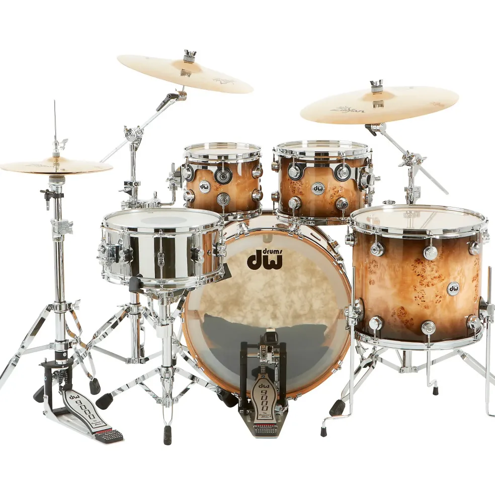 DW SSC Collector's Series 4-Piece FinishPly Shell Pack With 24" Bass Drum With Satin Chrome Hardware Black Ice