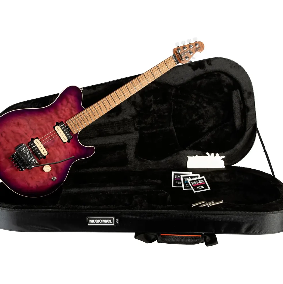 Ernie Ball Music Man Axis Quilt Top Electric Guitar Olallieberry
