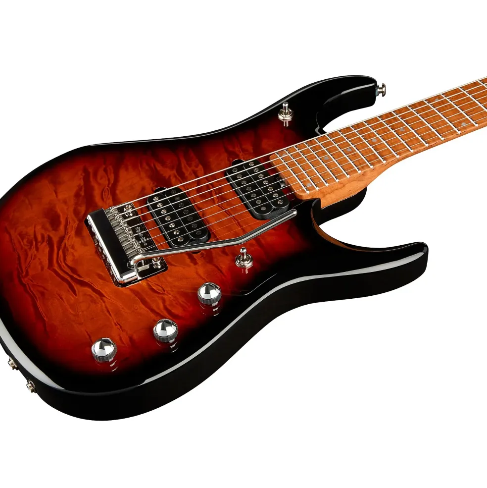 Ernie Ball Music Man JP15 7 7-String Quilted Maple Top Electric Guitar Tiger Eye
