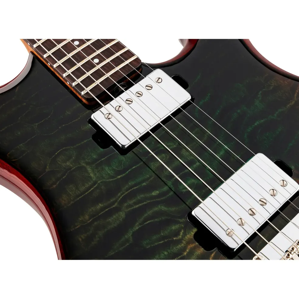 Ernie Ball Music Man Luke 3 HH Quilt Maple Top Rosewood Fingerboard Electric Guitar Luscious Green