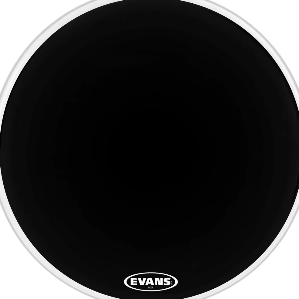 Evans MX2 Black Marching Bass Drum Head Black 20 in.